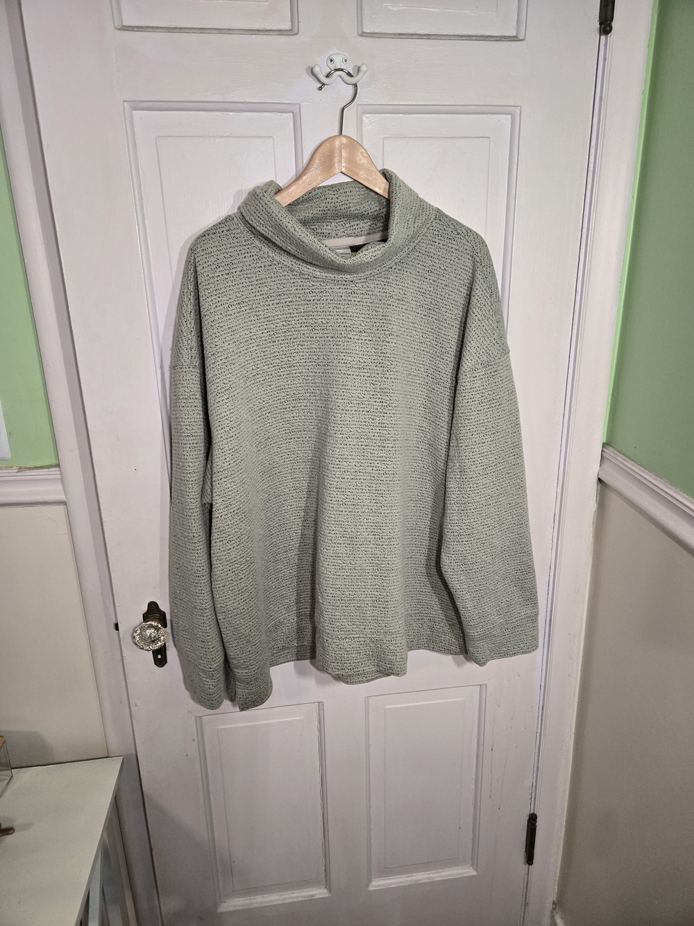 American Outdoorswoman Relaxed Cowl Neck Sweater in Sage Green - Women Size 3X